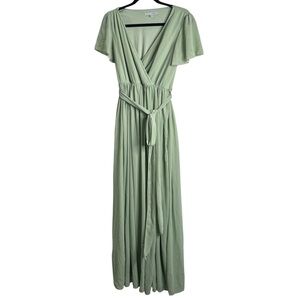 Baltic born sage  Green Maxi Dress front slits size small bridesmaids